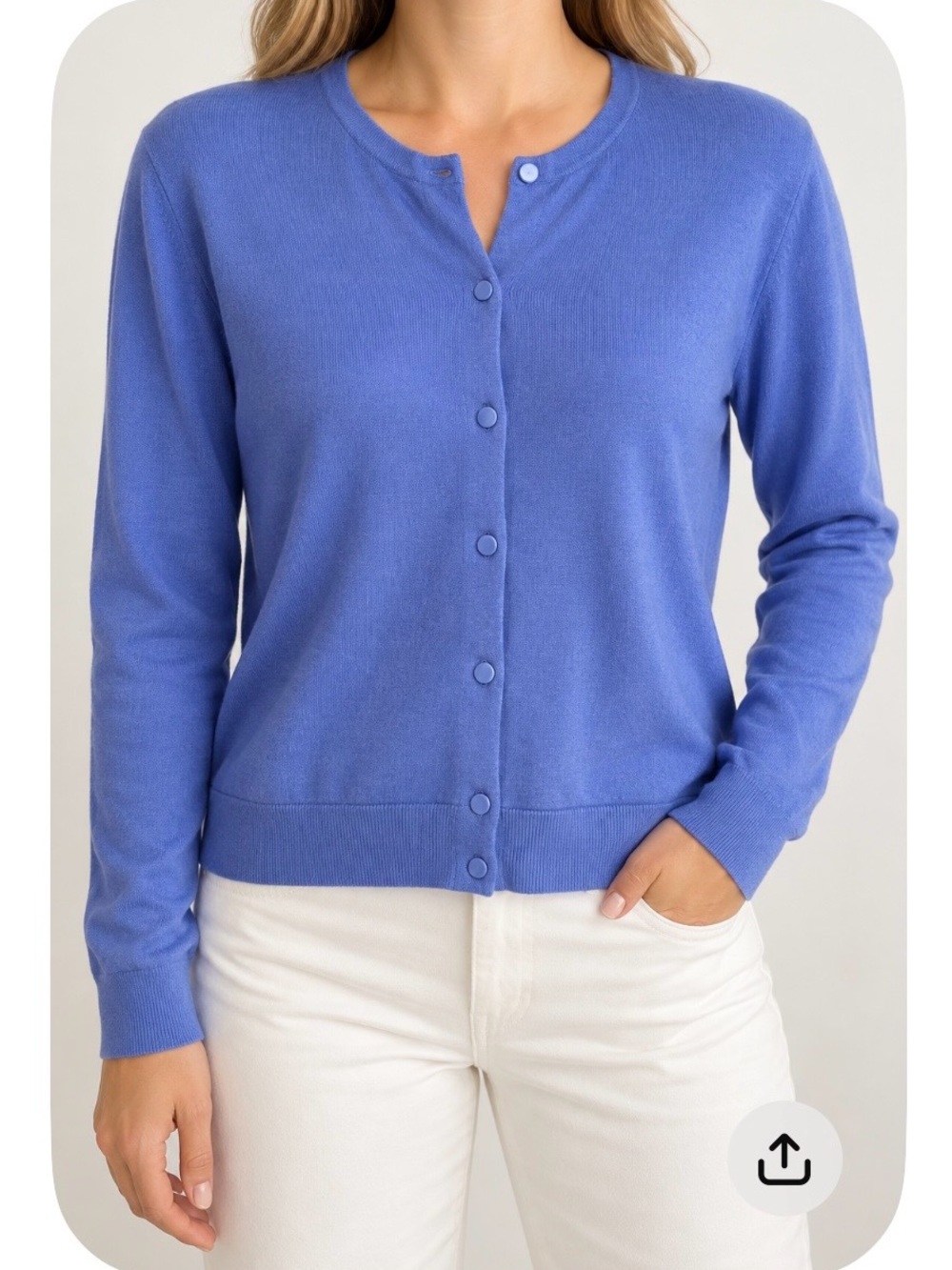 J. Crew Women's Cashmere Periwinkle Button-Front Cardigan NWT Size Large